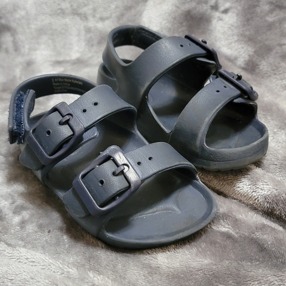 Cat & Jack Sandals Toddler Size 6 Navy Blue Excellent Double Strap Buckle S917